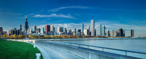 Chicago Skyline Riverwalk Lake Michigan