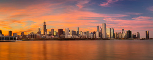 Chicago Skyline Sunset