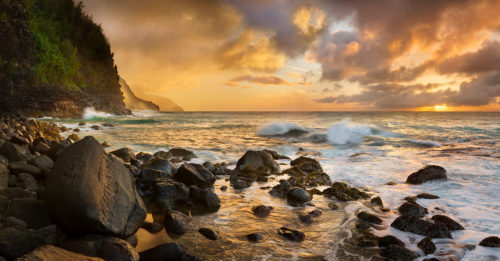 Kee Beach Napali Coast Sunset Kauai