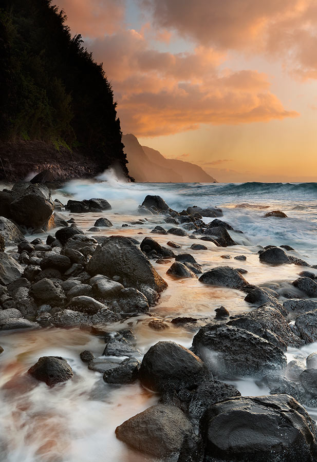 Kee Beach Sunset Kauai Vertical
