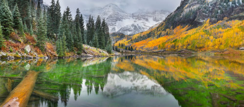 Maroon Bells Reflections Storm Clouds