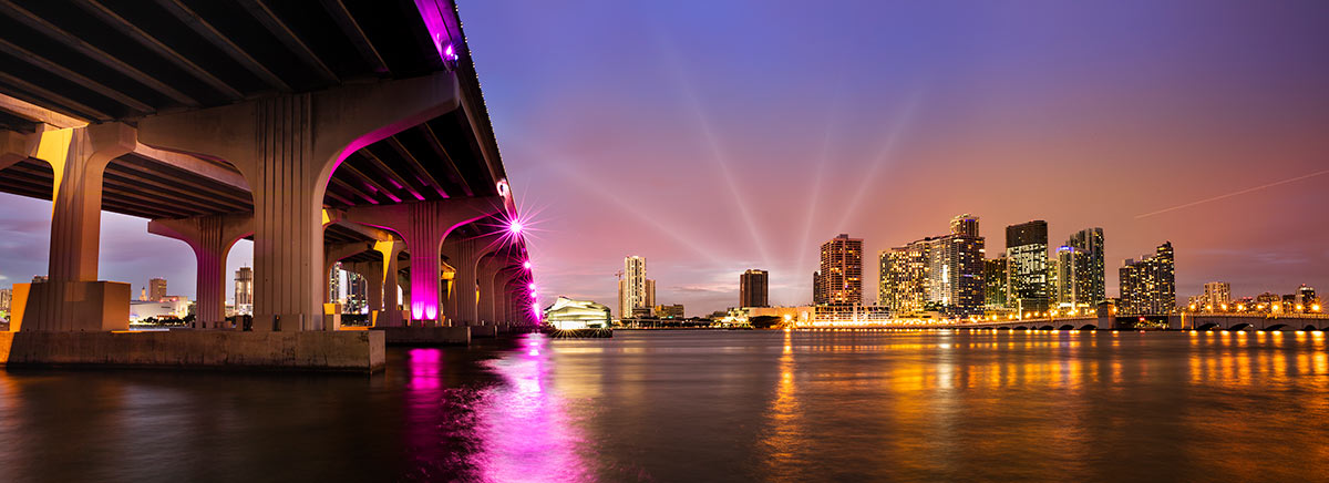 Miami Cityscape Biscayne Bay Bridge