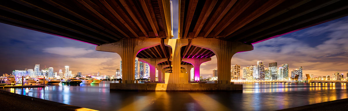 Under Biscayne Bay Bridge Miami Cityscape