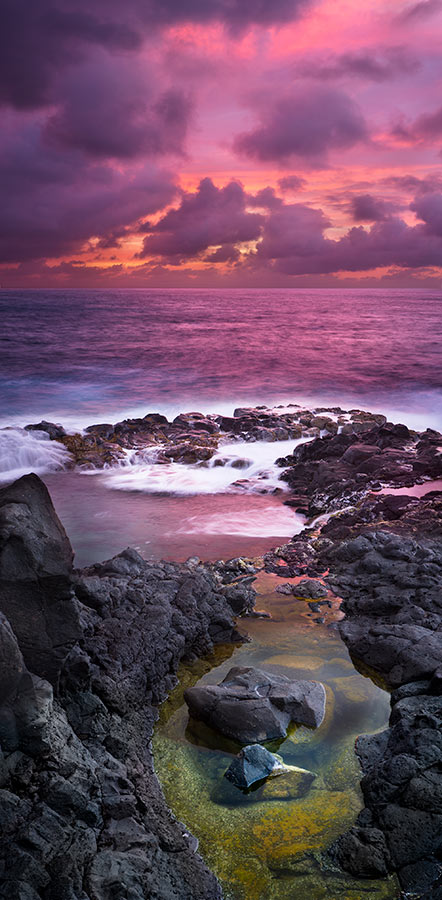 Queens Bath Kauai Purple Sunset