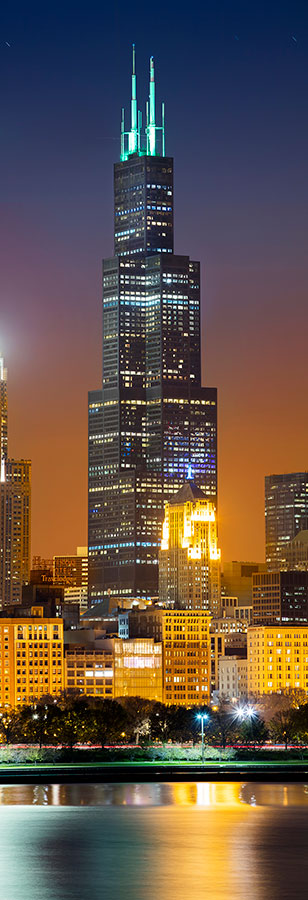 Willis Tower Sears Tower Chicago Sunset - Lewis Carlyle Photography