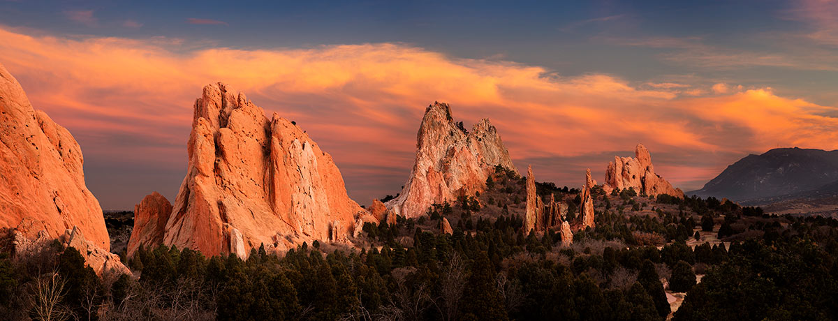 Garden of the Gods Sunset Red River Sky