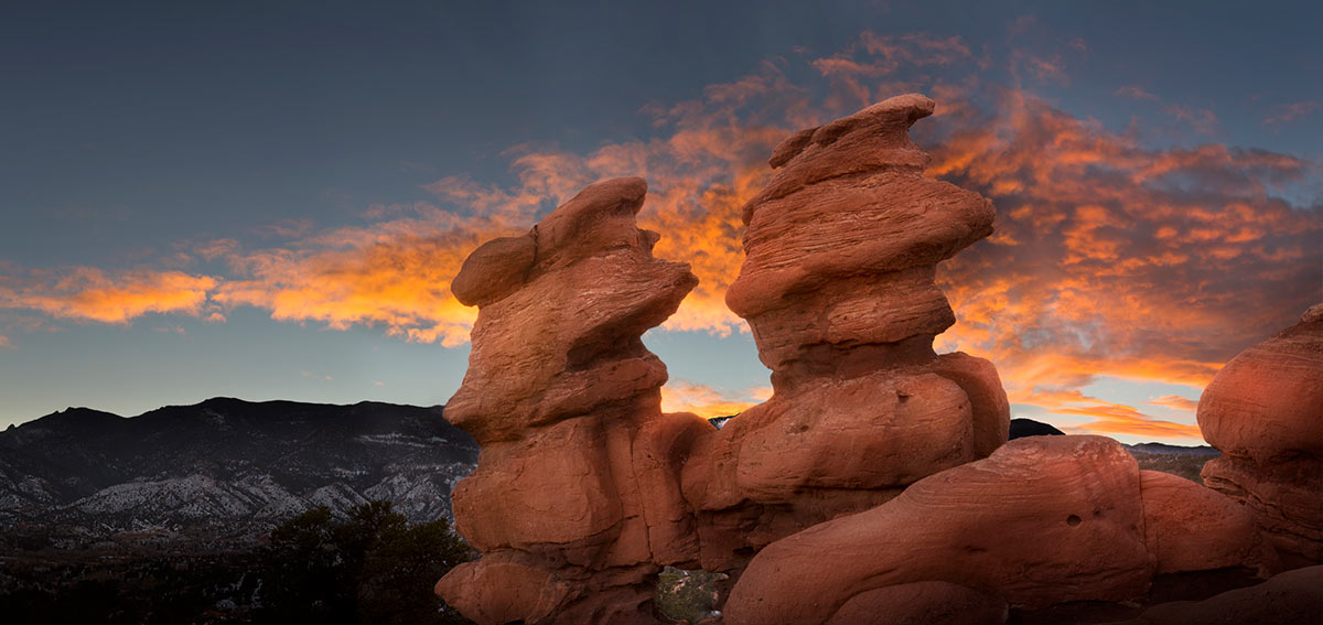 Siamese Twins Sunset Garden of the Gods