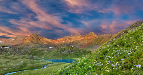 Ice Lake Red Mountain Sunrise Wildflowers