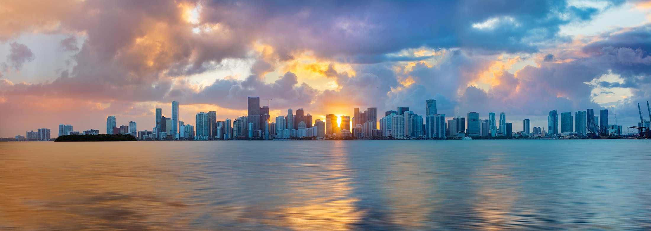 Miami Cityscape Pastel Sunset