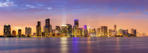 Miami Skyline Blue Hour Peach Sunset