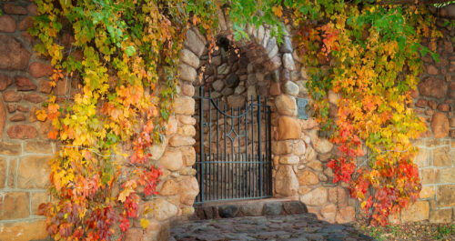 Secret Entrance Stone Gate Fall Colors